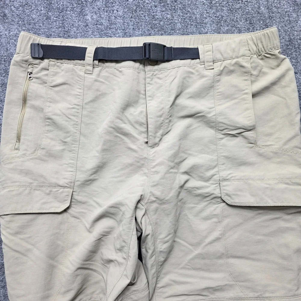 The North Face Men's XXL Convertible Hiking Pants Tan Khaki Zip Off Cargo Belted